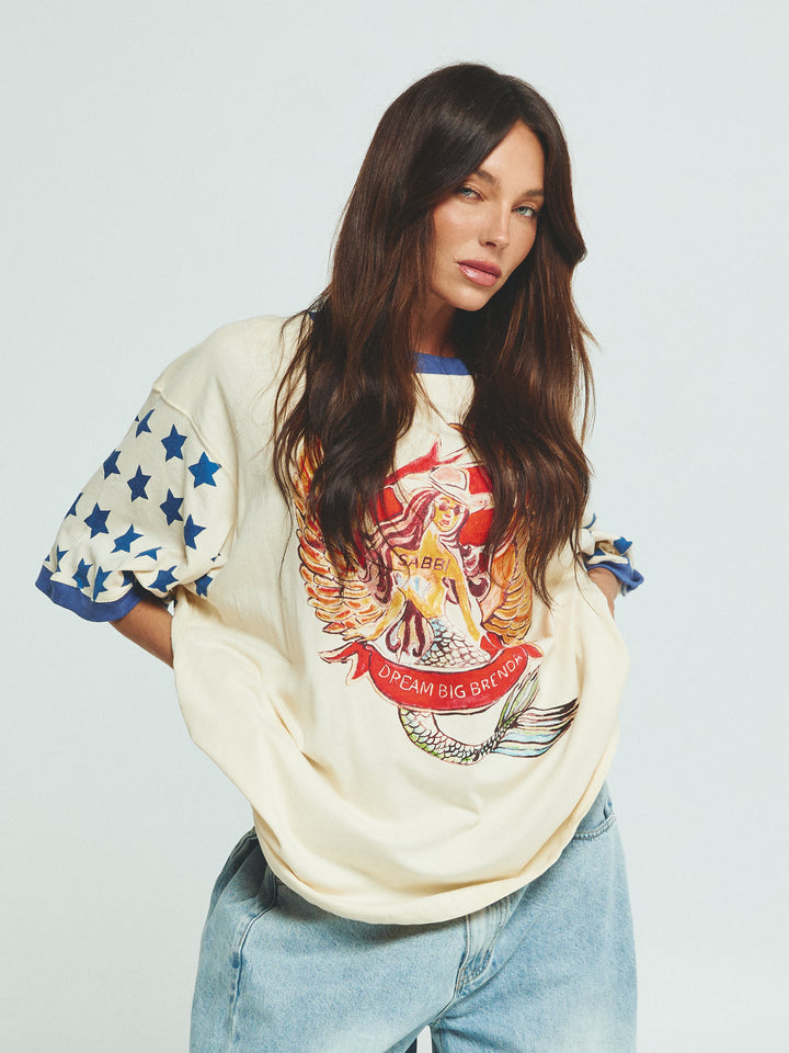 THE VERY OVERSIZED DREAM BIG BRENDA TEE - CREAM