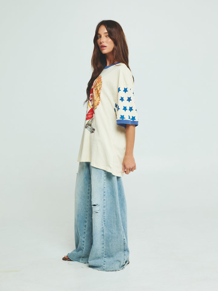 THE VERY OVERSIZED DREAM BIG BRENDA TEE - CREAM