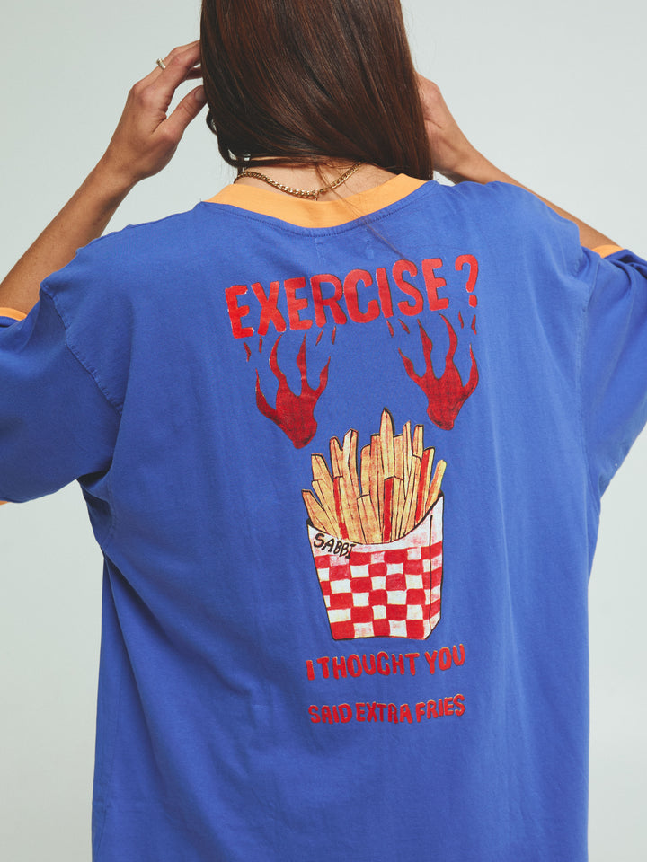 THE VERY OVERSIZED EXTRA FRIES GYM TEE - BLUE