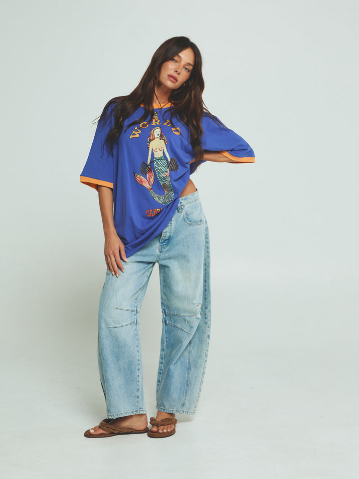THE VERY OVERSIZED EXTRA FRIES GYM TEE - BLUE