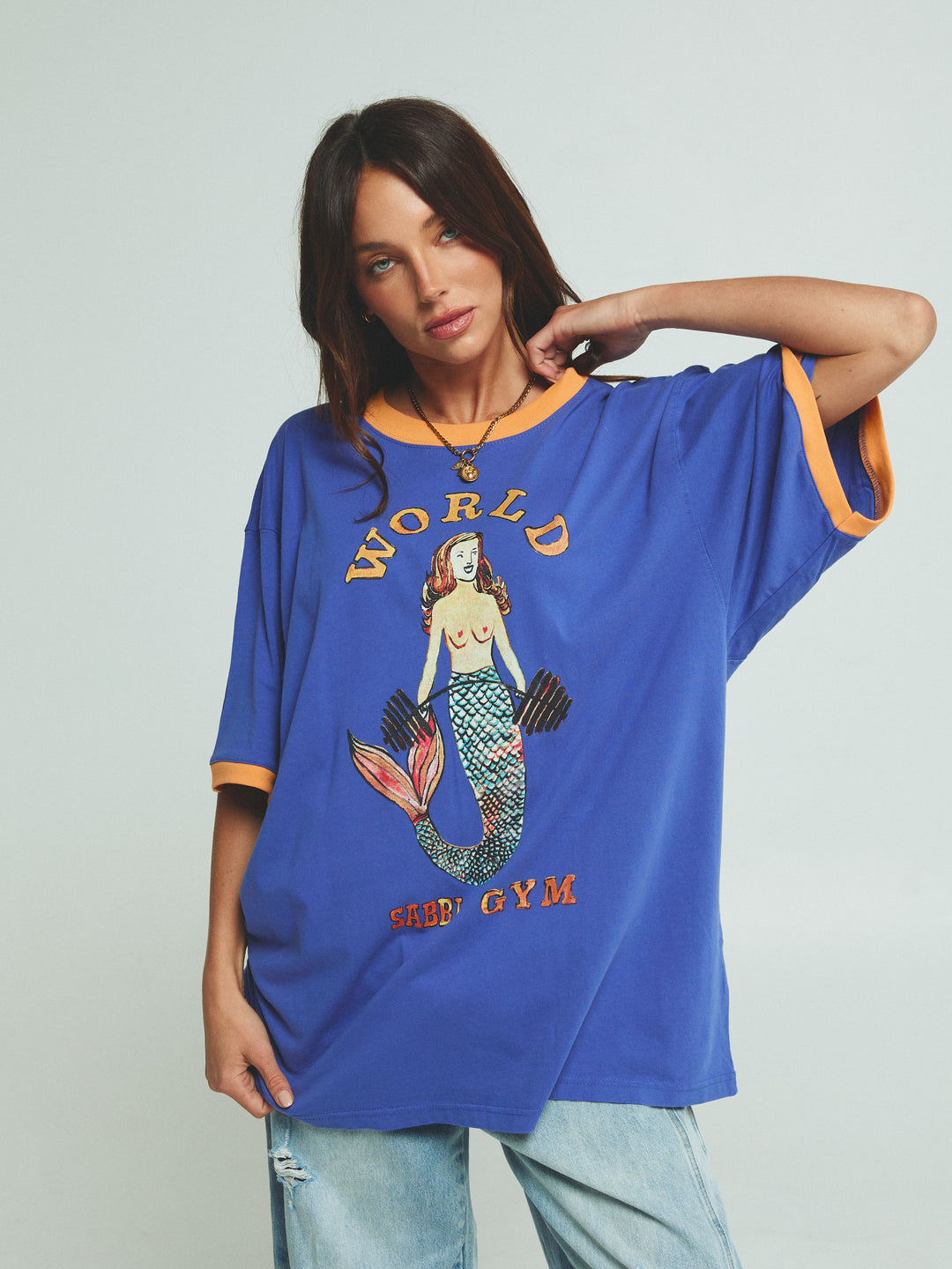 THE VERY OVERSIZED EXTRA FRIES GYM TEE - BLUE