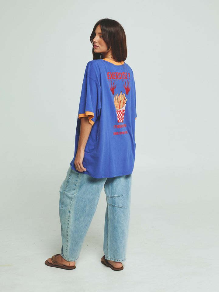 THE VERY OVERSIZED EXTRA FRIES GYM TEE - BLUE