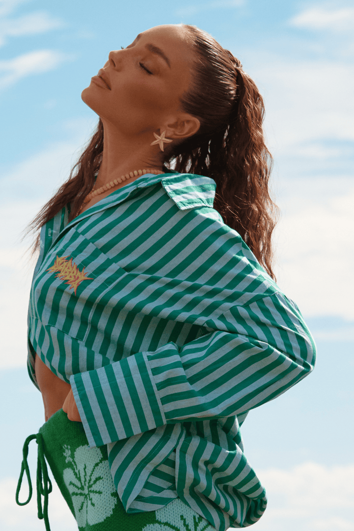 THE DON JULIO SHIRT - SEAS THE DAY - BLUE & GREEN STRIPE
