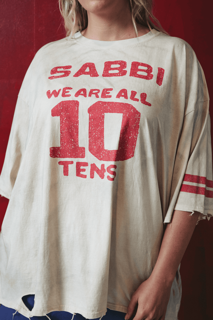 THE VERY OVERSIZED DISTRESSED TEN TEE - OFF WHITE