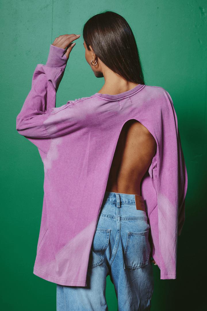 THE BABY GOT BACK LONG SLEEVE TEE - VIOLET