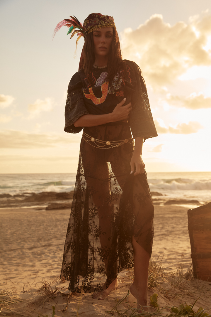 THE LACE MAXI SKIRT - BLACK