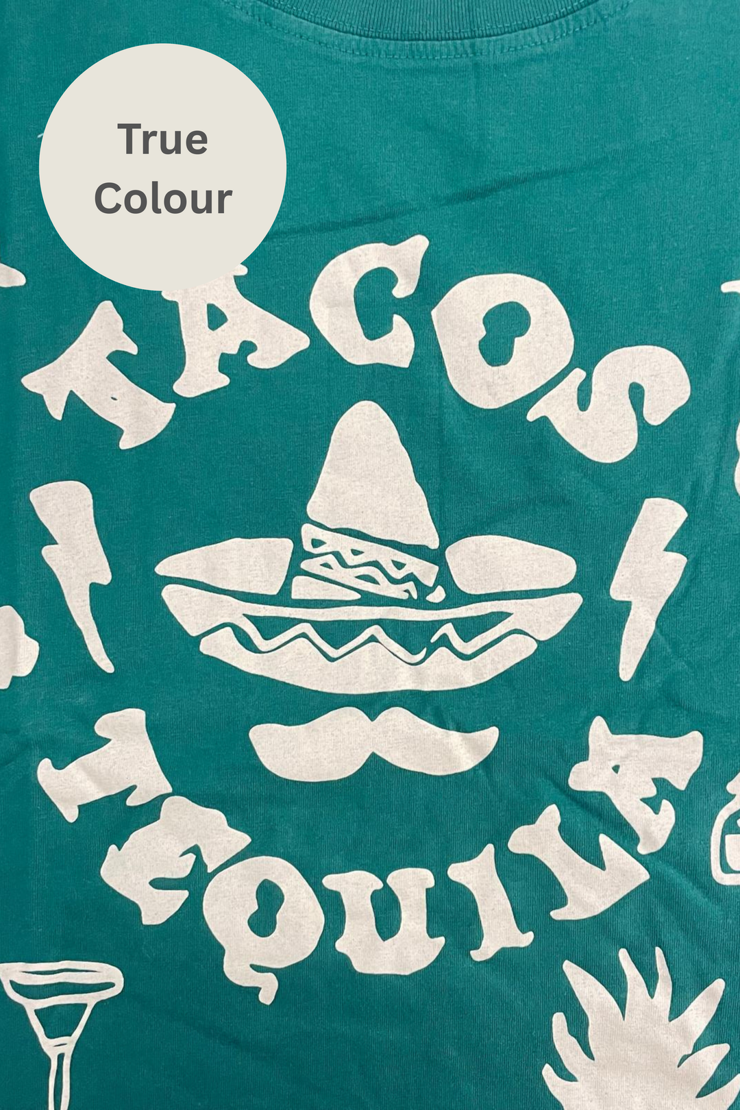 THE VERY OVERSIZED TACOS AND TEQUILA TEE - TEAL