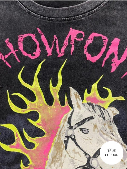 SHOWPONY TEE - BLACK ACID WASH