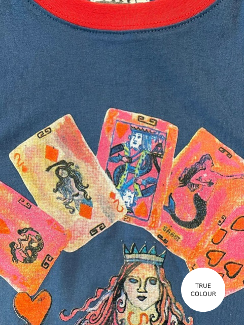 THE VERY OVERSIZED LUCKY MERMAID TEE - NAVY & RED