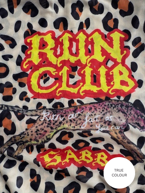 RUN CLUB ANIMAL MESH LONG SLEEVE TOP - LEOPARD/FLAMES