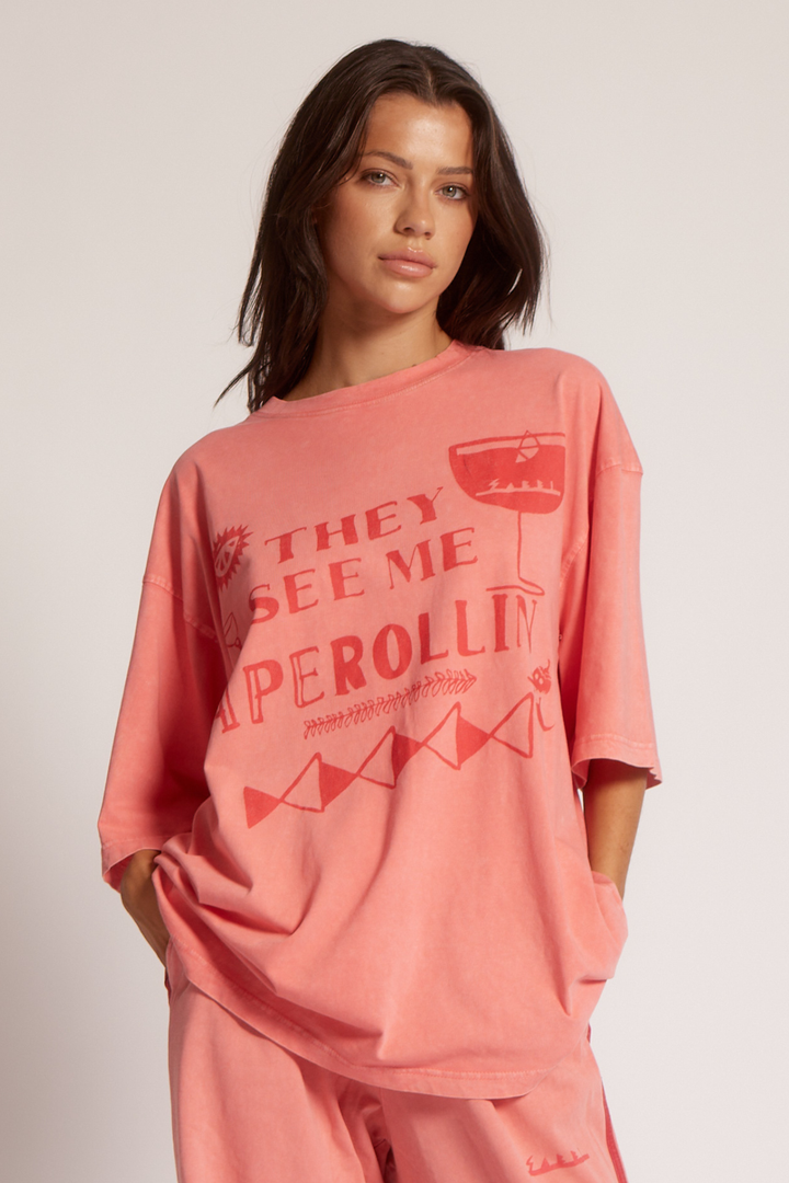 THE VERY OVERSIZED APEROLLIN TEE - PINK MELON