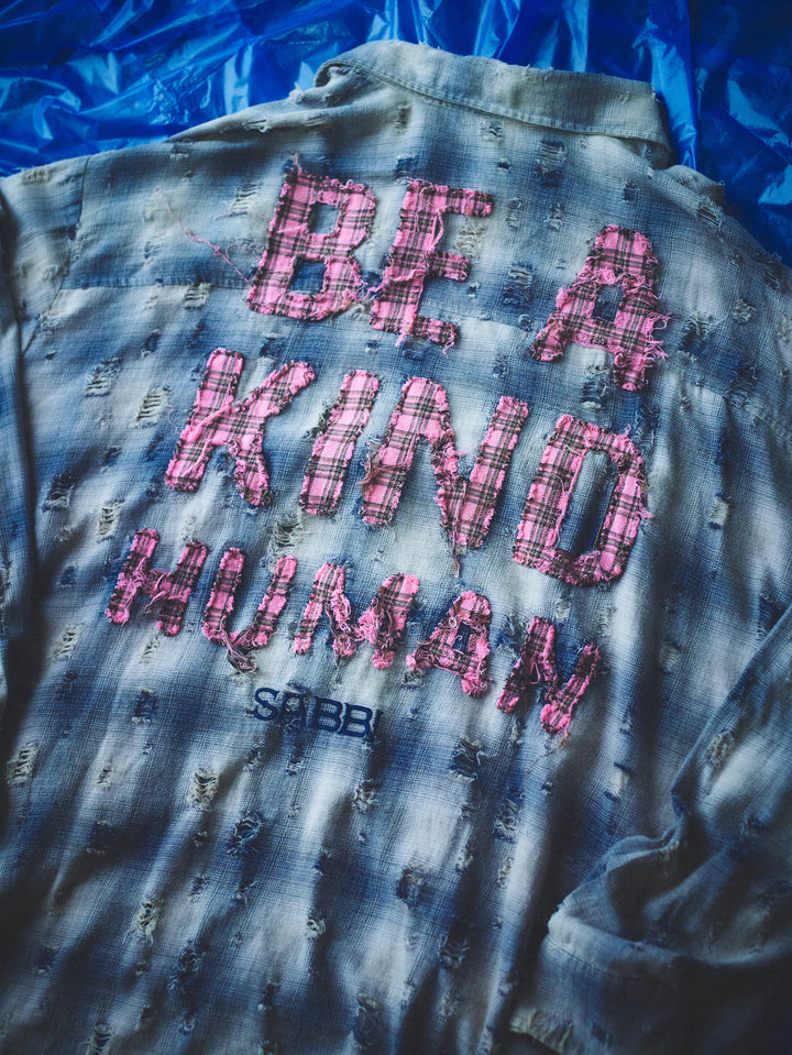 BE A KIND HUMAN OVERSIZED SHIRT - BLUE