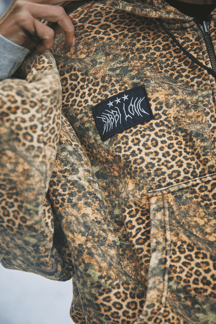 THE BE HAPPY LEOPARD PADDED BOMBER