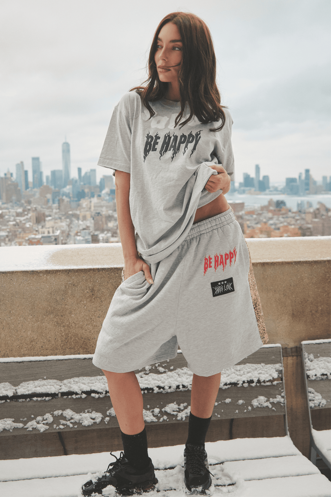 THE BE HAPPY LEOPARD SHORTS