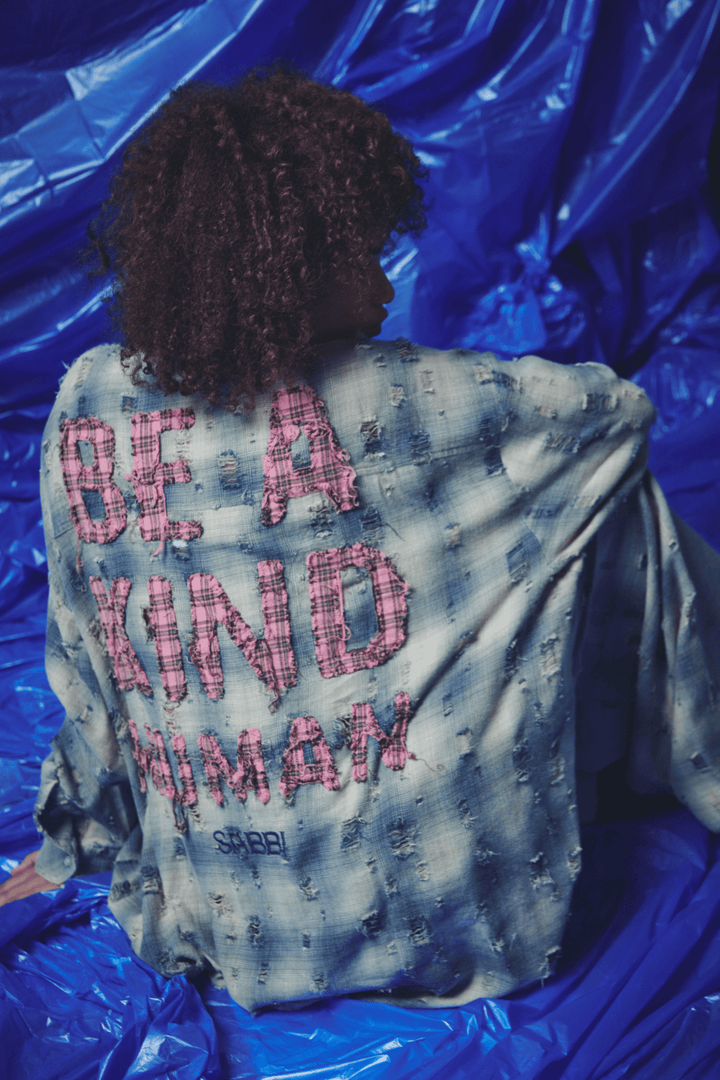 BE A KIND HUMAN OVERSIZED SHIRT - BLUE