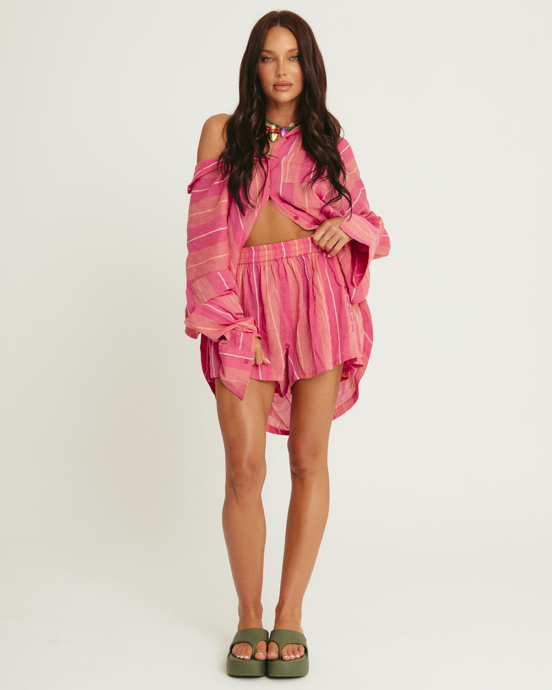 THE BOXER SHORT - POP STRIPE PEACH