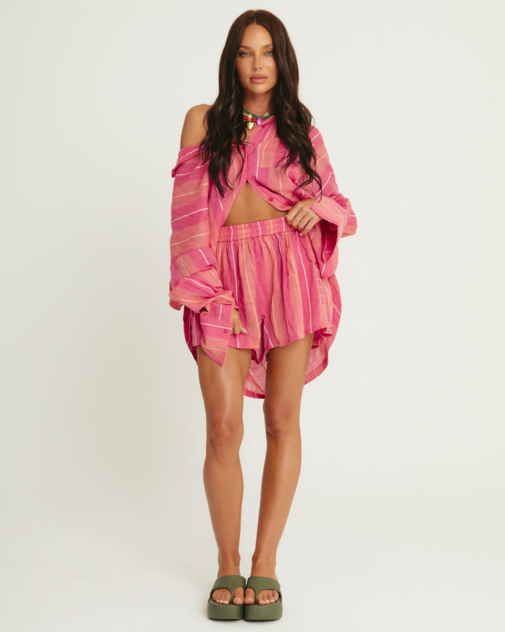THE BOXER SHORT - POP STRIPE PEACH