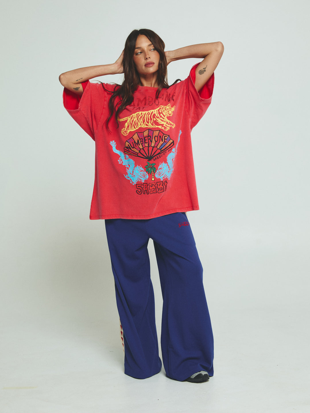 THE VERY OVERSIZED CHAMPAGNE TATTOO TEE - RED