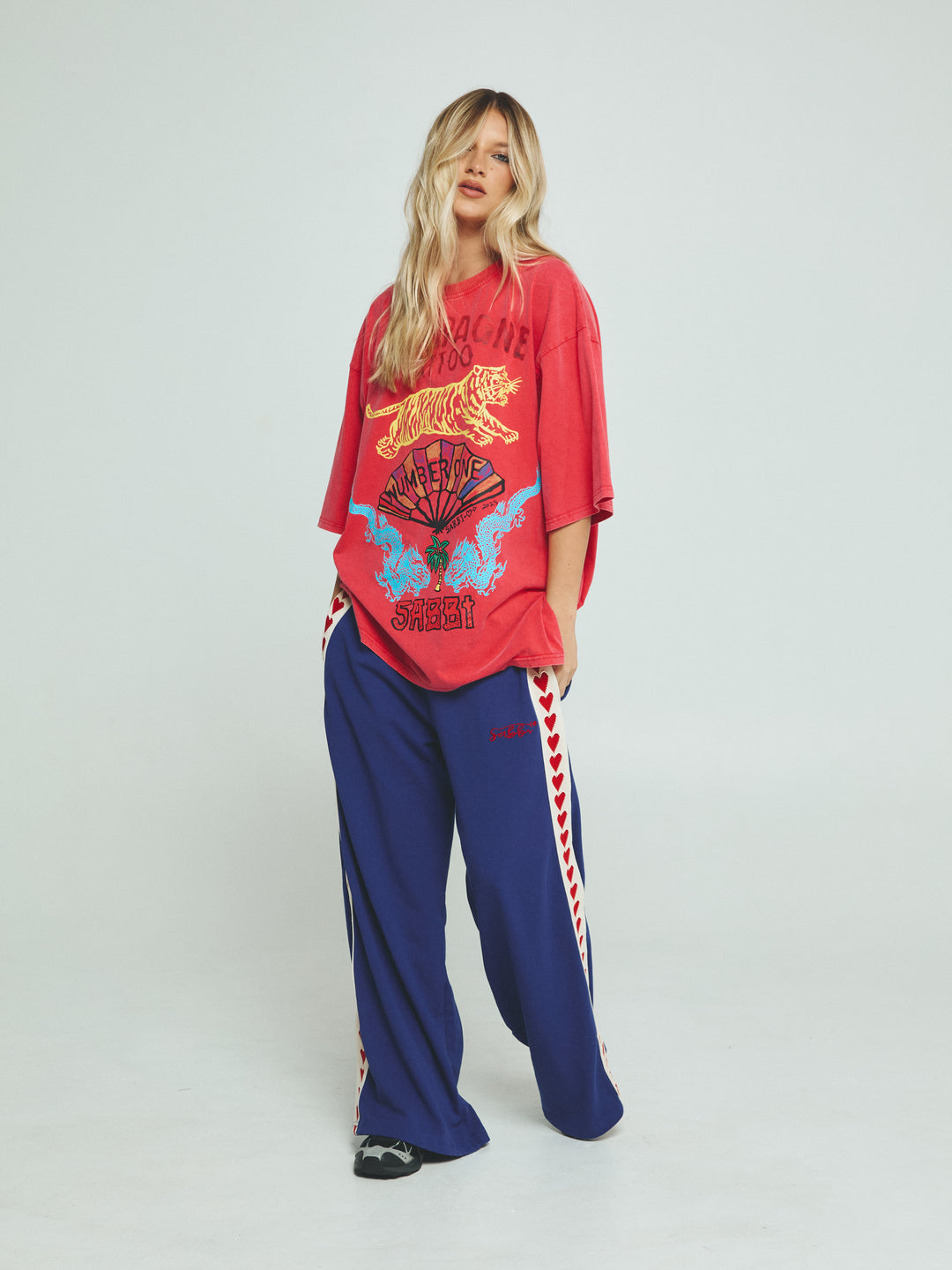 THE VERY OVERSIZED CHAMPAGNE TATTOO TEE - RED