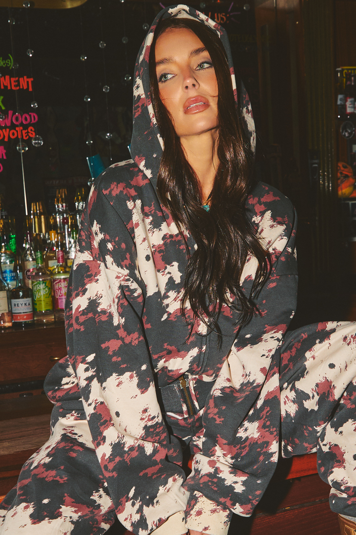 THE COW PRINT SABBI RANCH ZIP HOODIE