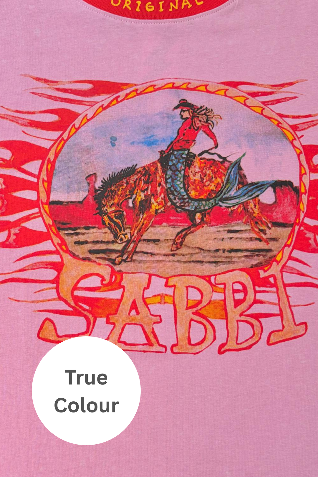 THE VERY OVERSIZED FLAMING COWBOY TEE  - PINK