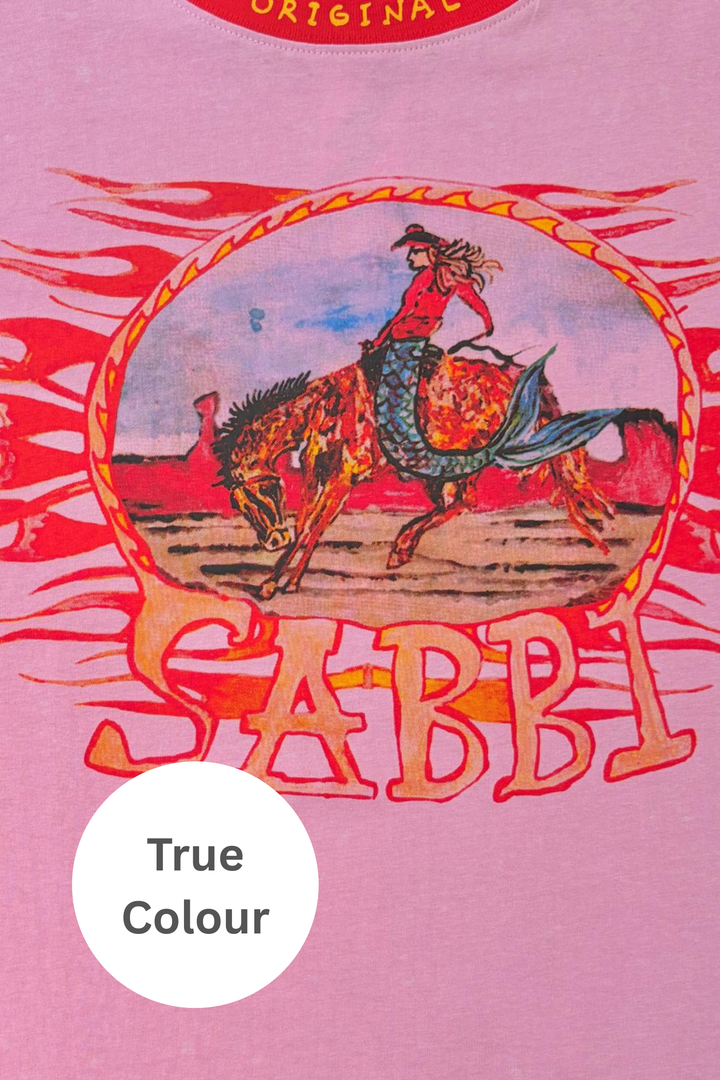 THE VERY OVERSIZED FLAMING COWBOY TEE  - PINK
