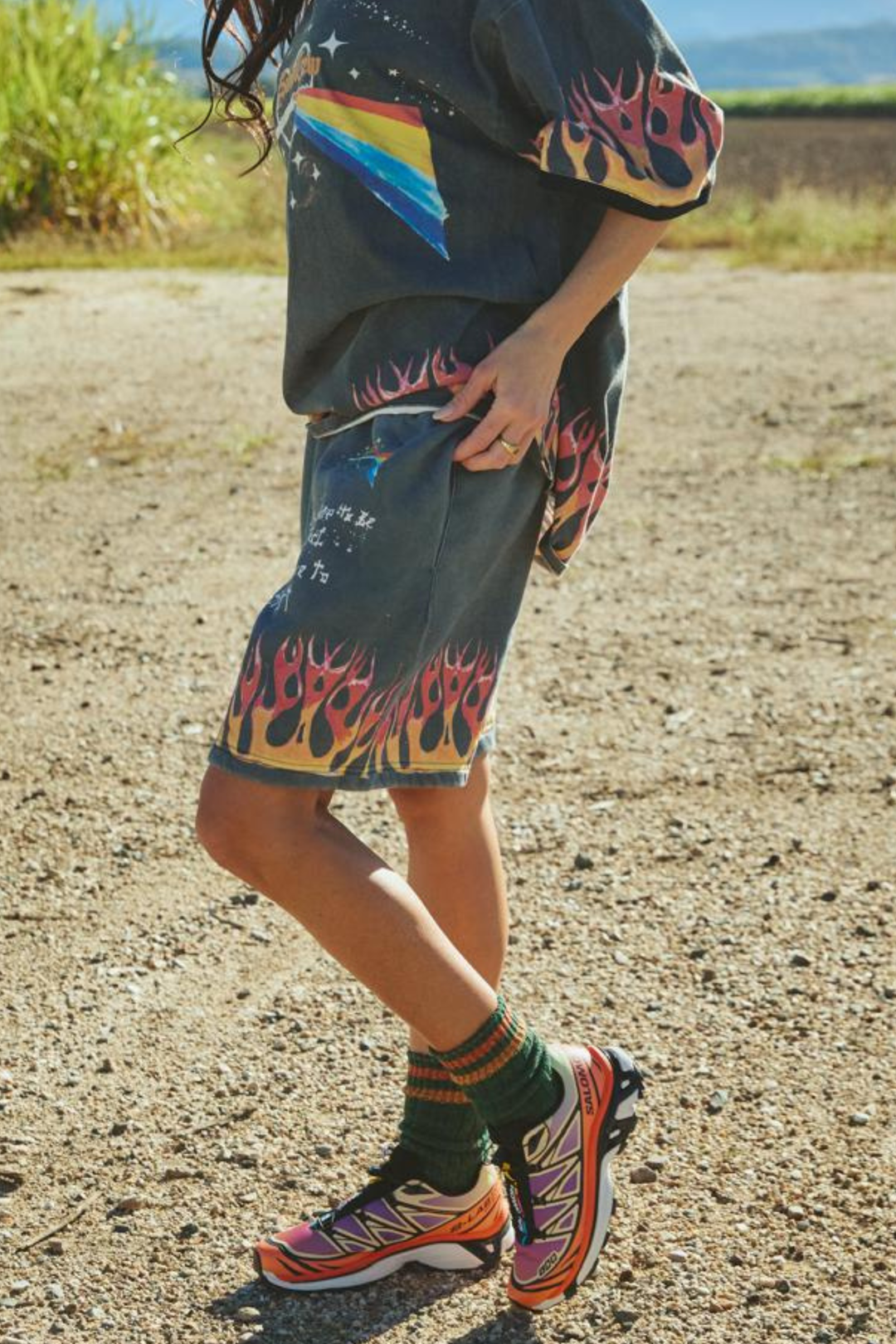 FLAMING BLACK SHORTS