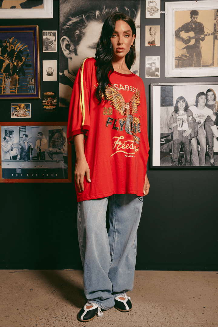 THE VERY OVERSIZED FLY HIGH TEE - RED