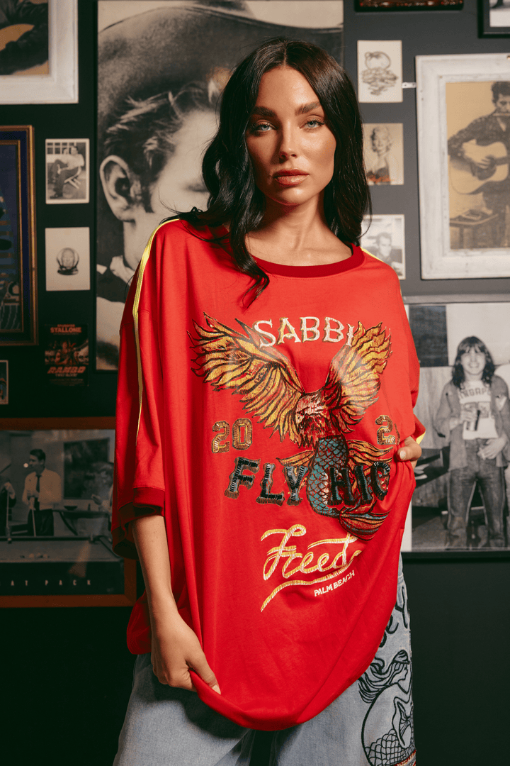 THE VERY OVERSIZED FLY HIGH TEE - RED