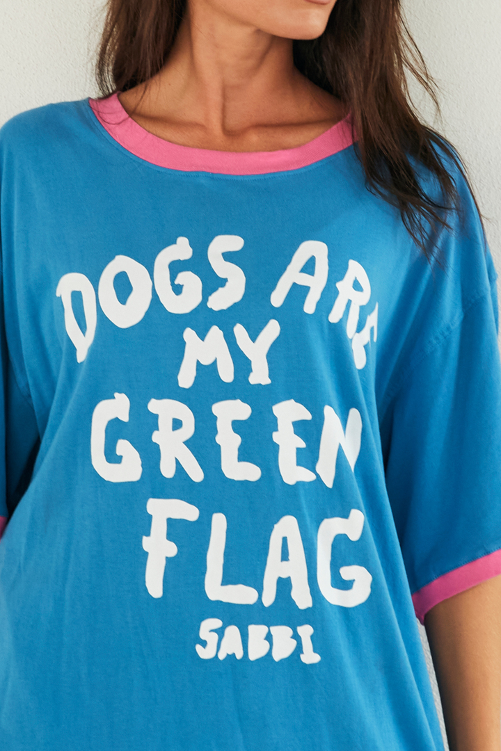 THE VERY OVERSIZED GREEN FLAG TEE - BLUE
