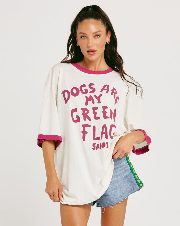 THE VERY OVERSIZED GREEN FLAG TEE - OFF WHITE