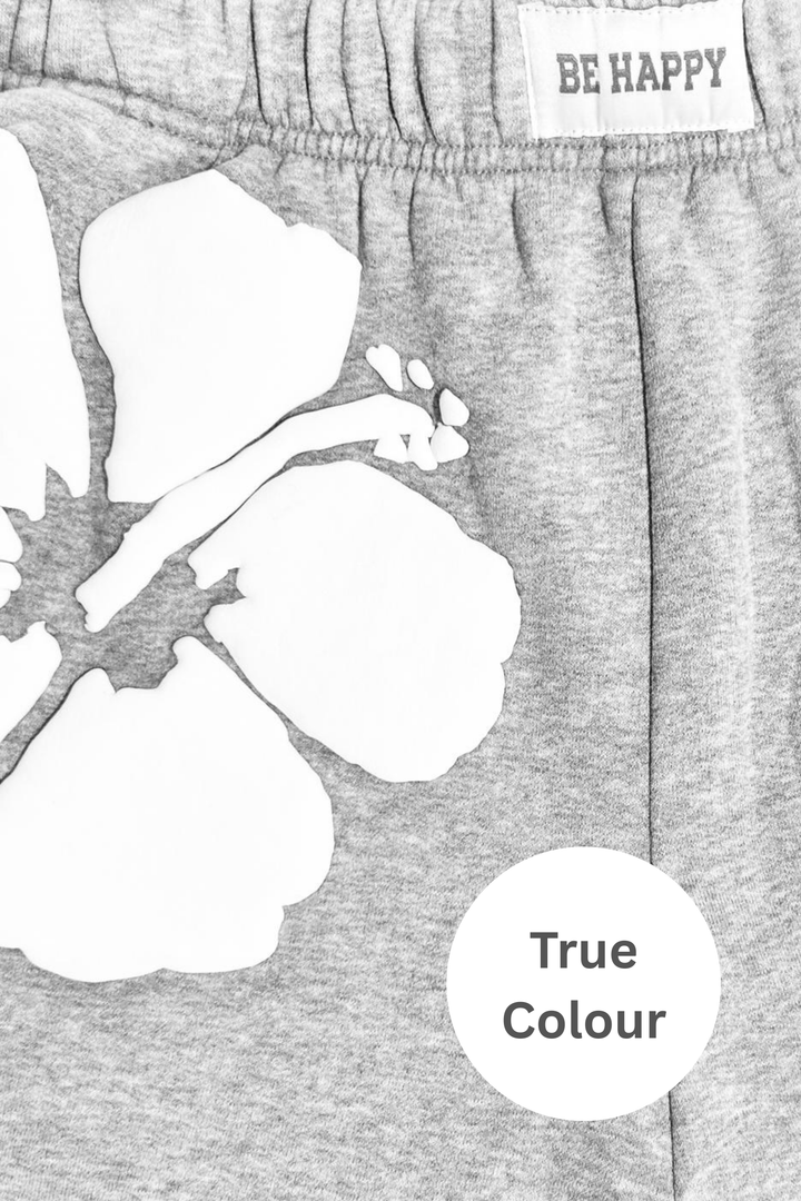 THE HAPPY HIBISCUS SHORTS  - GREY