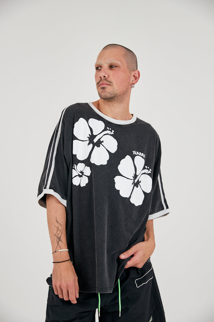 THE HIBISCUS TEE - WASHED BLACK
