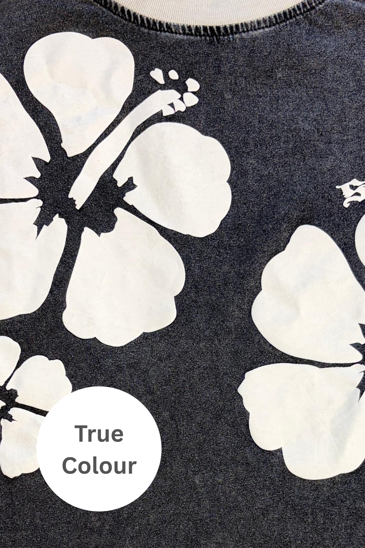 THE HIBISCUS TEE - WASHED BLACK