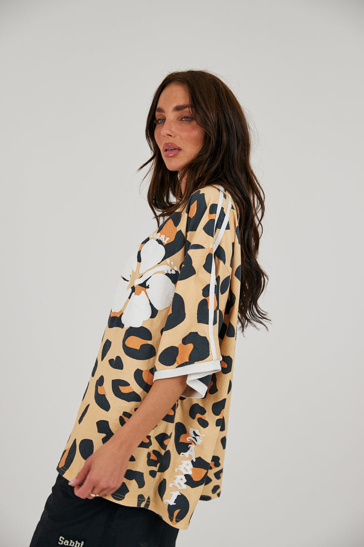 THE HIBISCUS TEE - LEOPARD