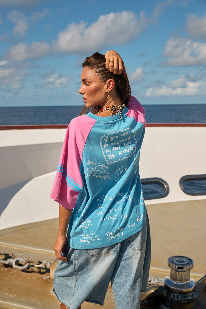 THE I LOVE ME TEE - BLUE/PINK