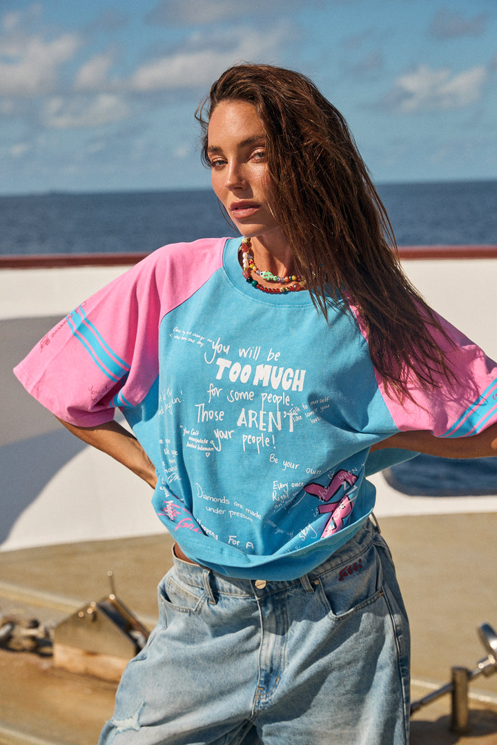 THE I LOVE ME TEE - BLUE/PINK