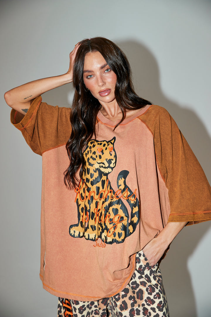 THE RAGLAN CHOOSE KINDNESS OVERSIZED TEE - MOCHA