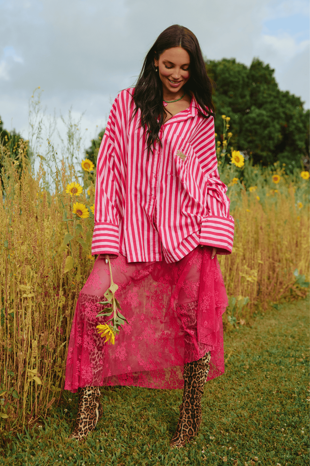 THE LACE MAXI SKIRT - PINK