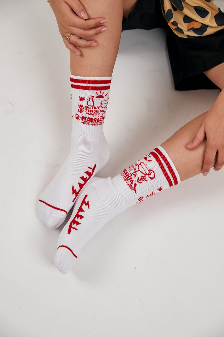 THE MARGIE SOCKS - WHITE & RED