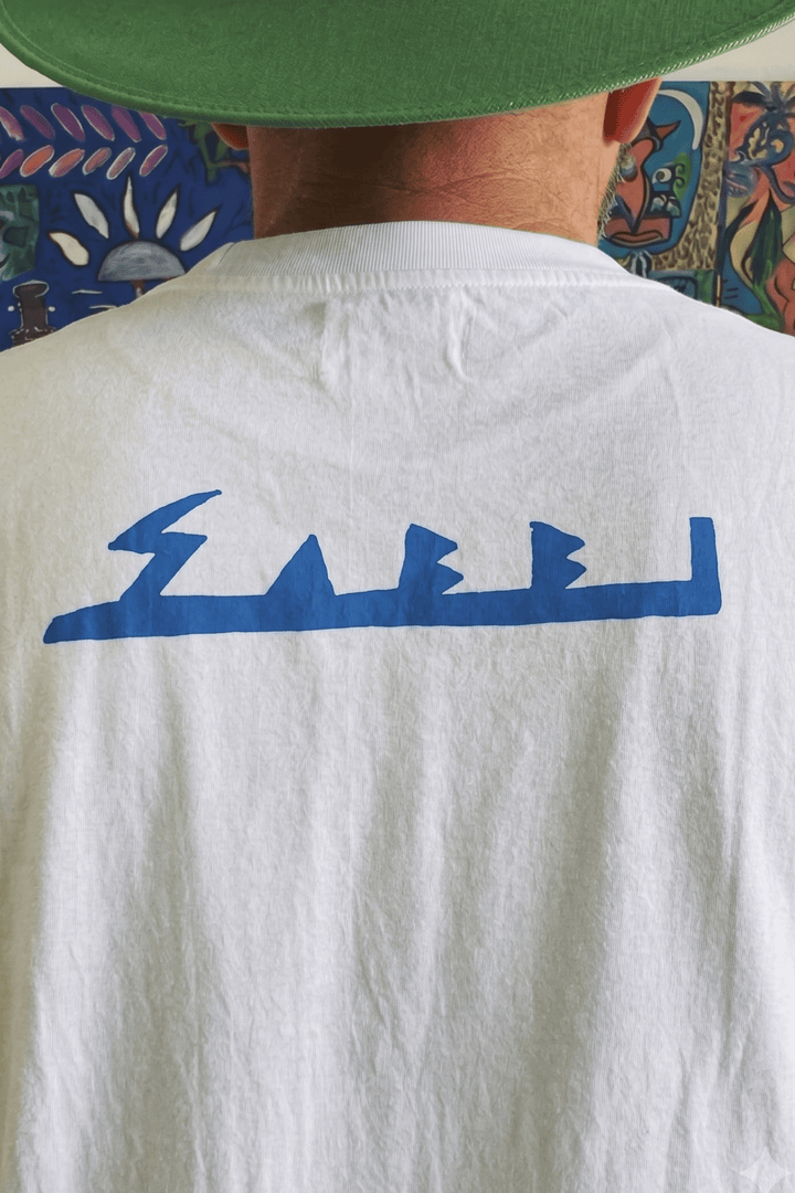 THE VERY OVERSIZED MARGIE TEE - WHITE & BLUE