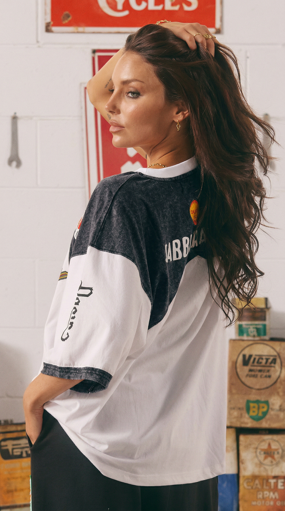 THE VERY OVERSIZED MERMAID RACING TEE - BLACK & WHITE