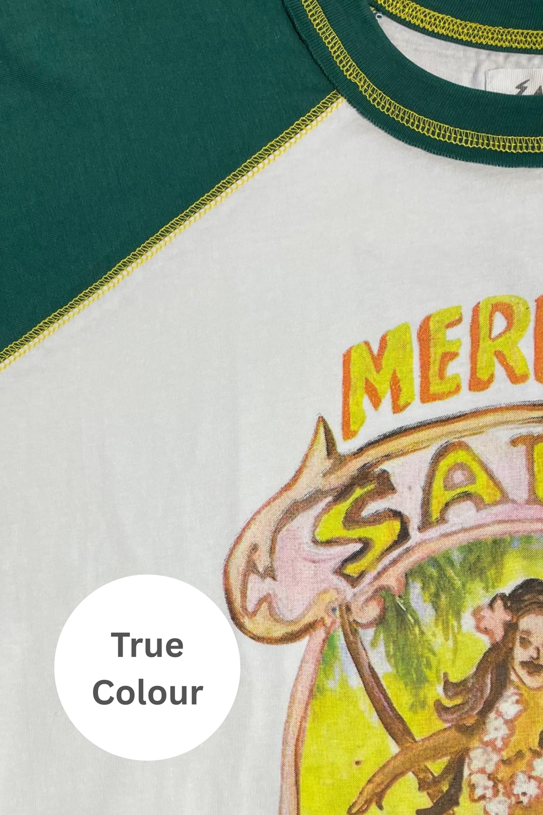 THE MERMAID SWIM CLUB RAGLAN TEE - MARSHMALLOW & GREEN