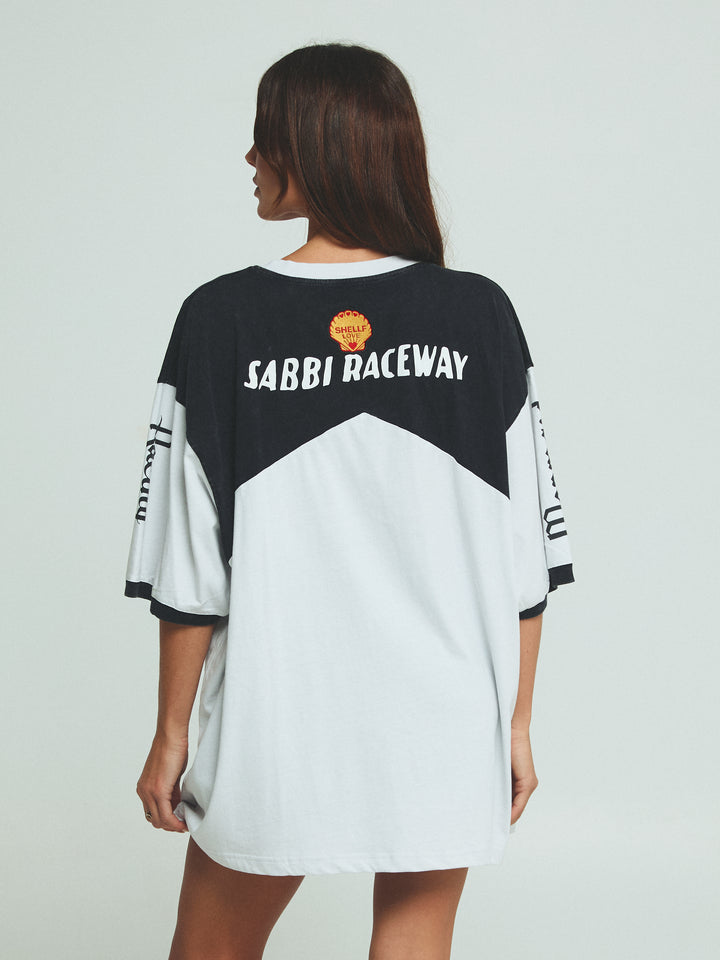 THE VERY OVERSIZED MERMAID RACING TEE - BLACK & WHITE