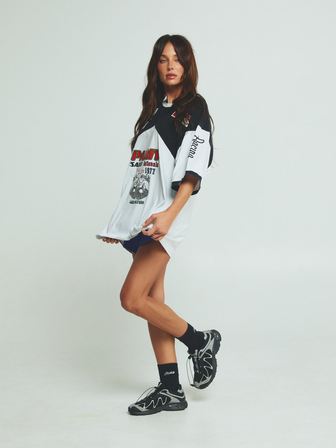 THE VERY OVERSIZED MERMAID RACING TEE - BLACK & WHITE