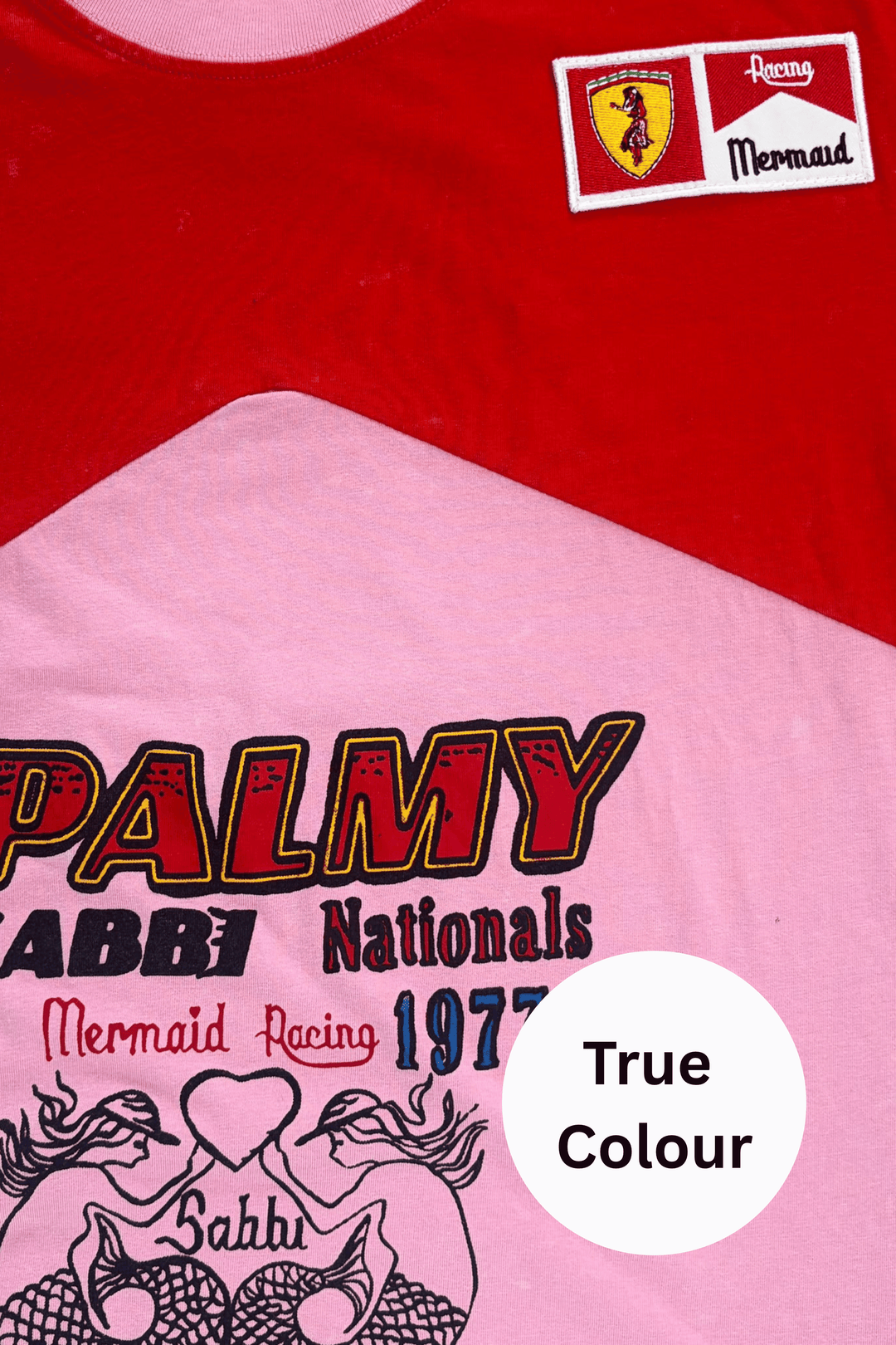 THE VERY OVERSIZED MERMAID RACING TEE- PINK & RED