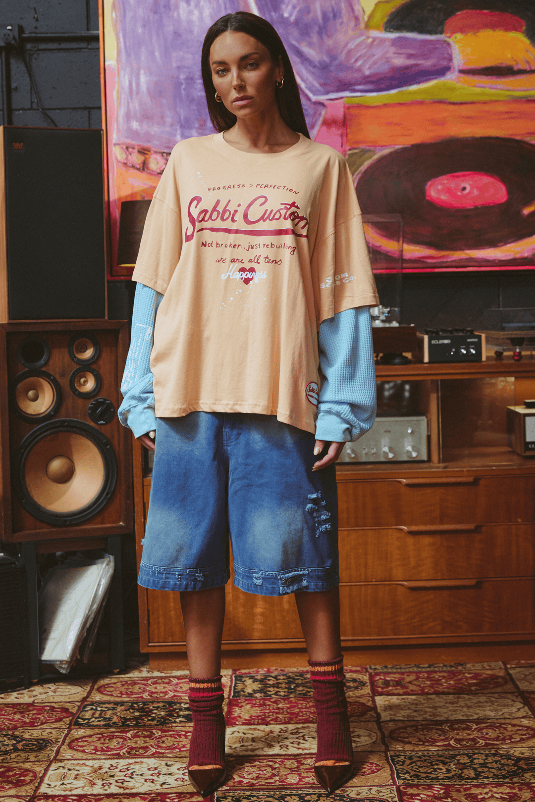 THE LONG SLEEVE SABBI CUSTOM TEE - APRICOT