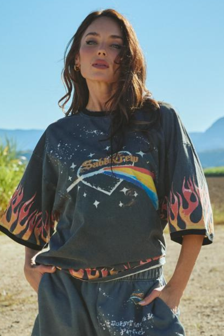 THE VERY OVERSIZED FLAMING PRISM TEE - BLACK