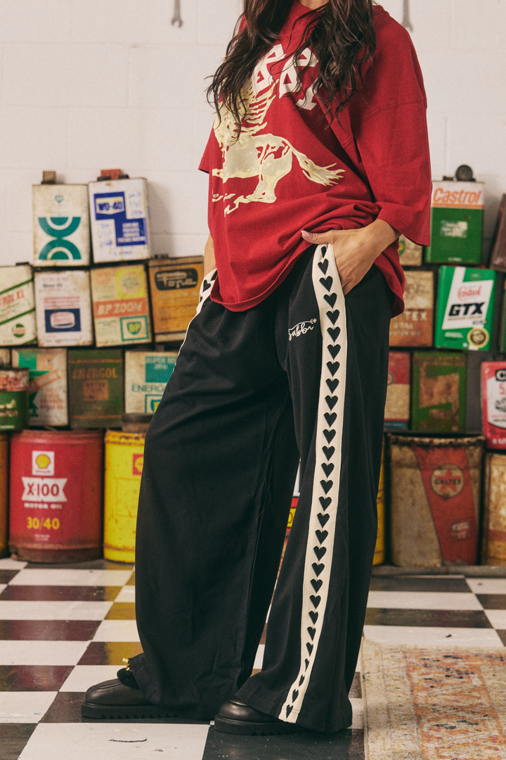 THE RAVING HEARTS PANTS - BLACK