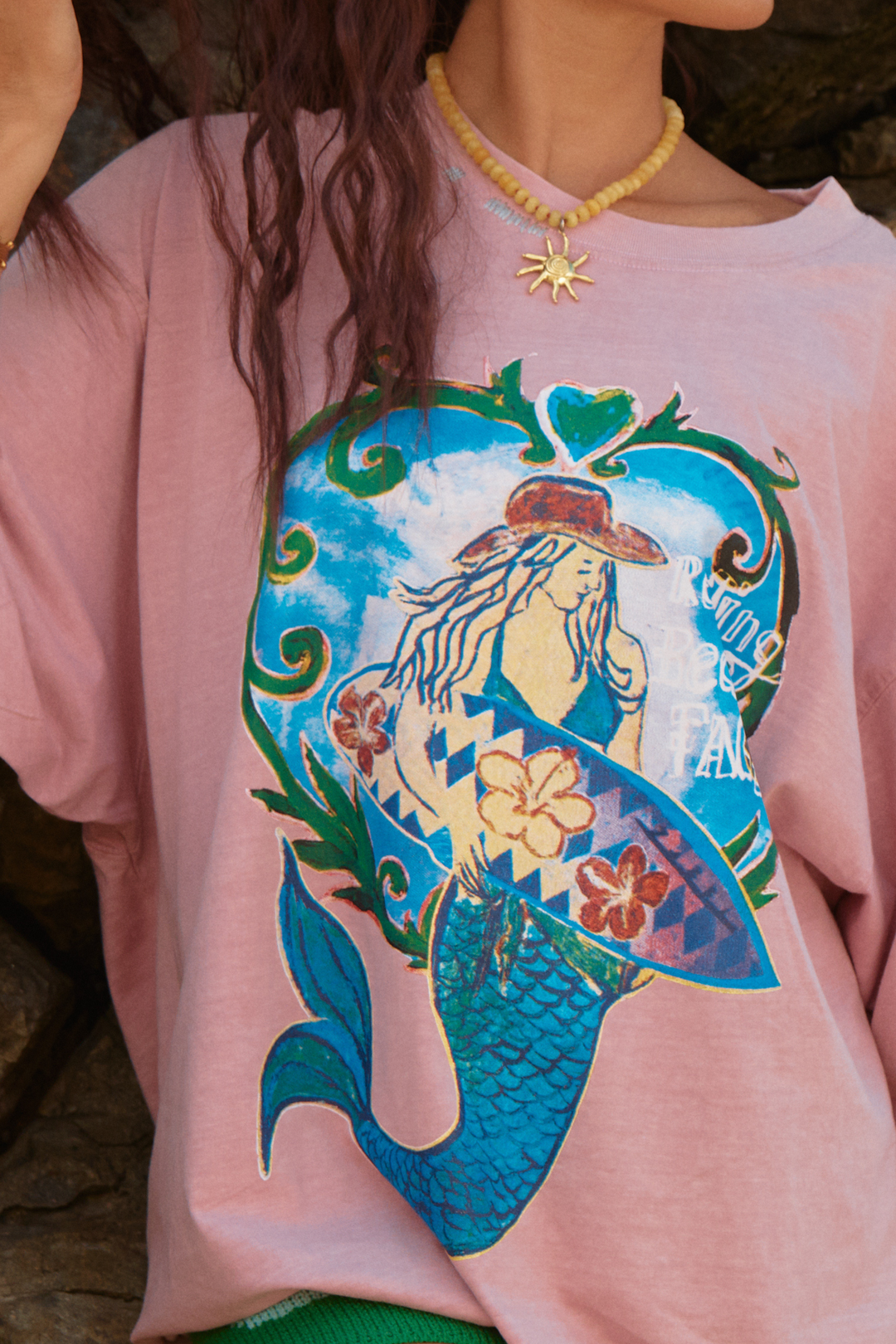 THE VERY OVERSIZED RESTING BEACH FACE TEE - MAUVE